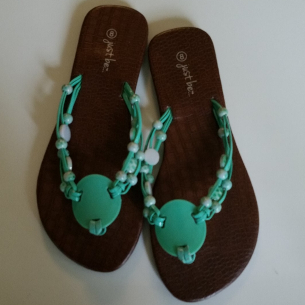 Just Be... Sandals/Flip Flops Turquoise  8